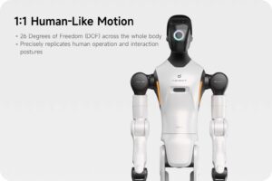 1:1 Human-Like Motion • 26 Degrees of Freedom (DOF) across the whole body • Precisely replicates human operation and interaction postures